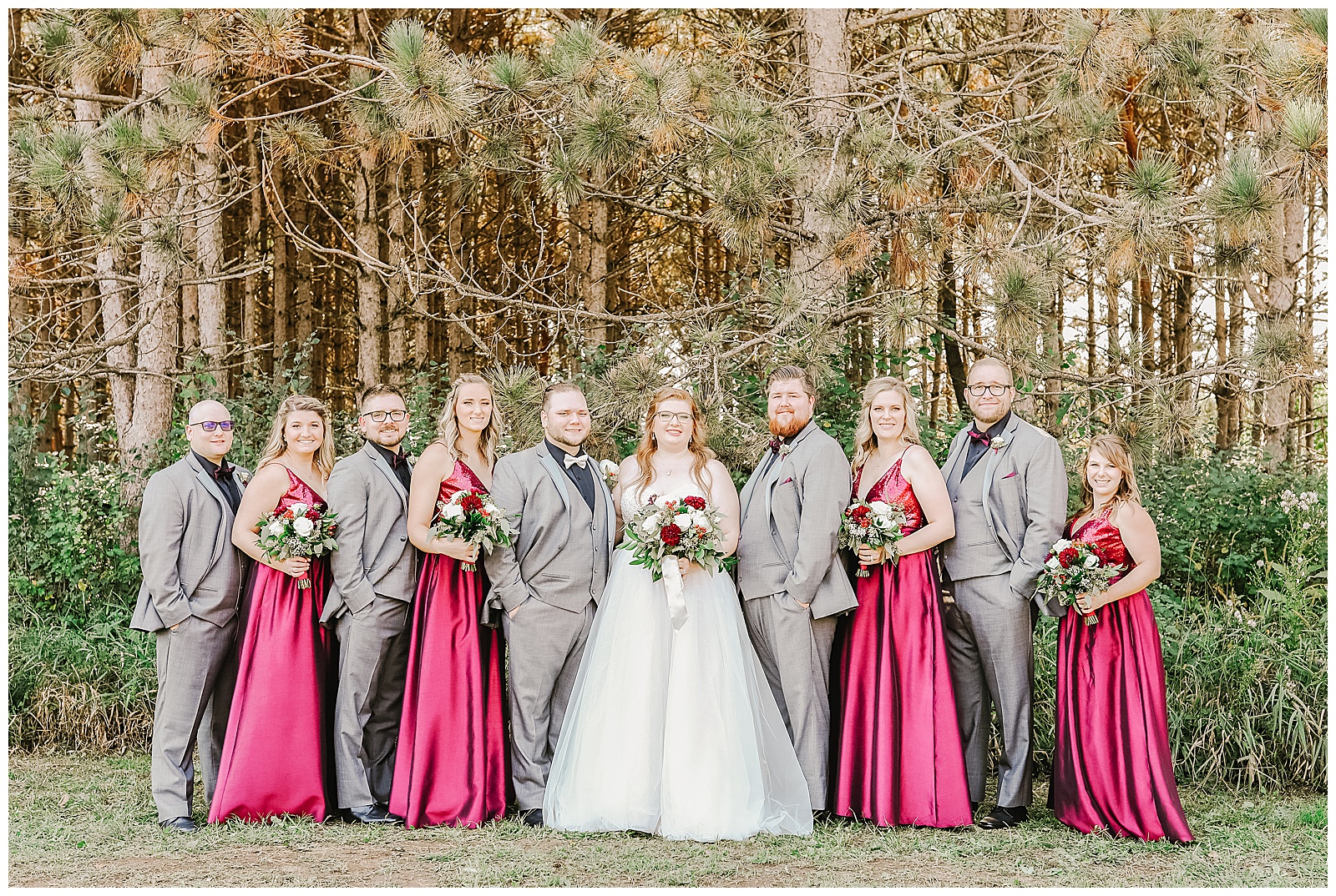 Wisconsin wedding, groom and groomsmen, bridesmaids